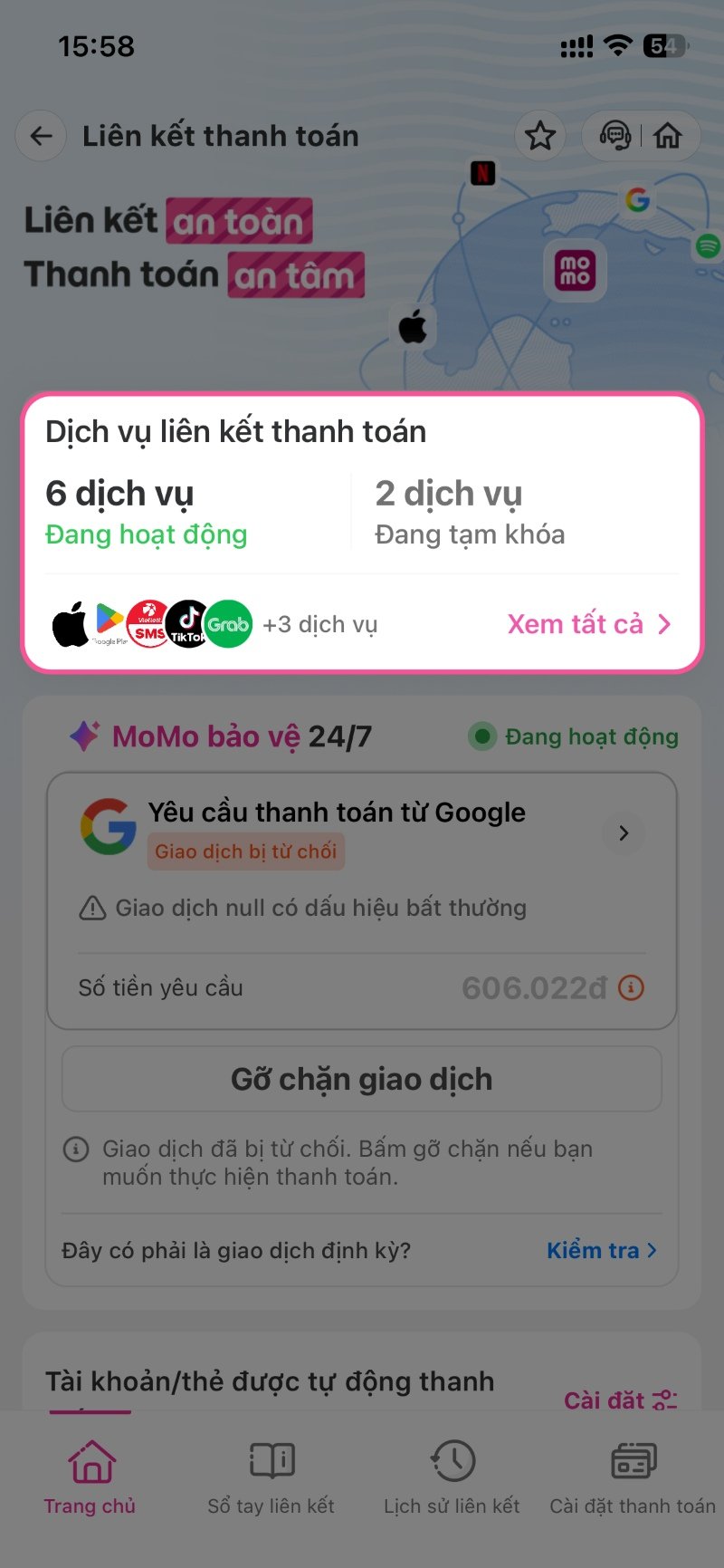 Điều chỉnh hạn mức thanh toán