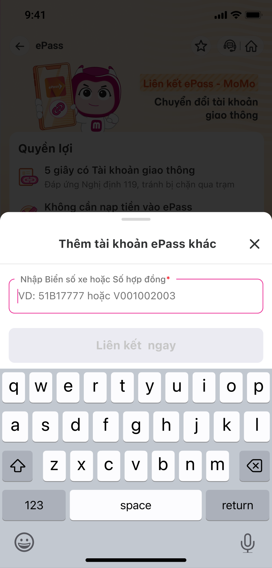 Nhập thông tin tài khoản ePass