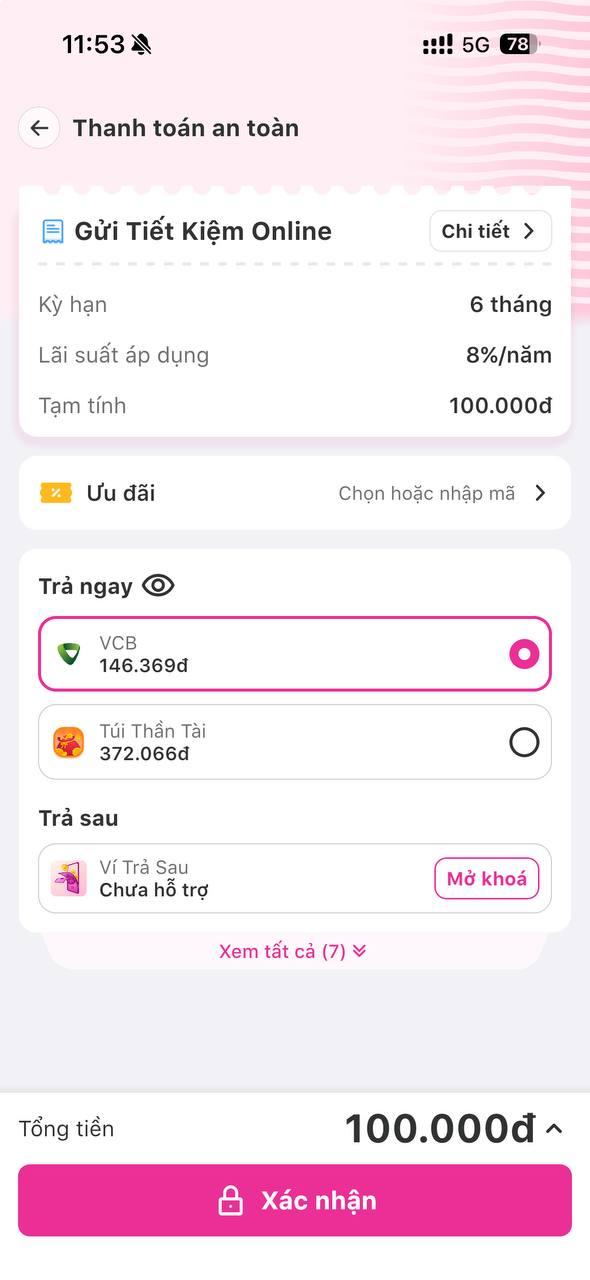 <p><strong>Chọn nguồn tiền</strong><br></p>