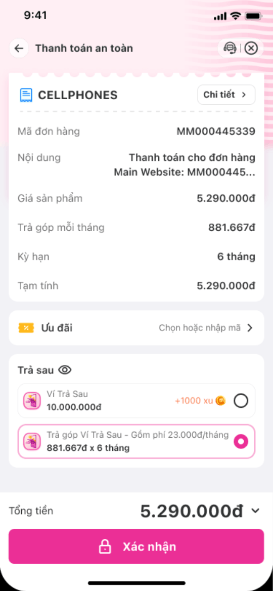 Bước 3: Đến trang thanh toán an toàn để thanh toán
