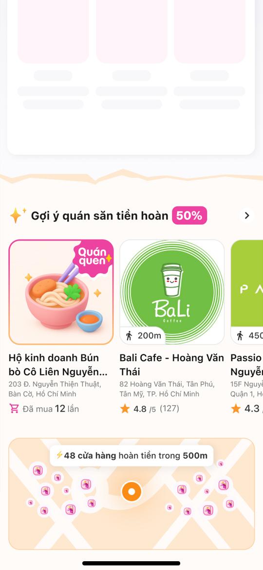 <p>Xem các quán quen gần bạn để thanh toán bằng Ví Trả Sau và tích thêm tiền hoàn.</p>