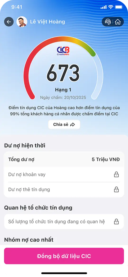 <p><strong>Hoàn tất xem Điểm CIC</strong></p>