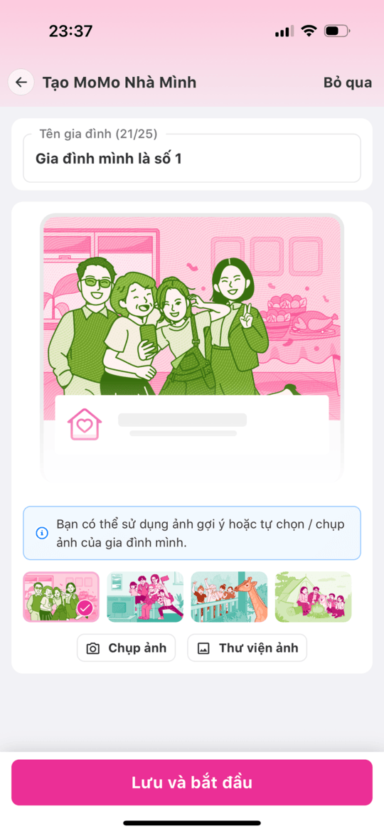 Điền thông tin cơ bản của MoMo Nhà Mình