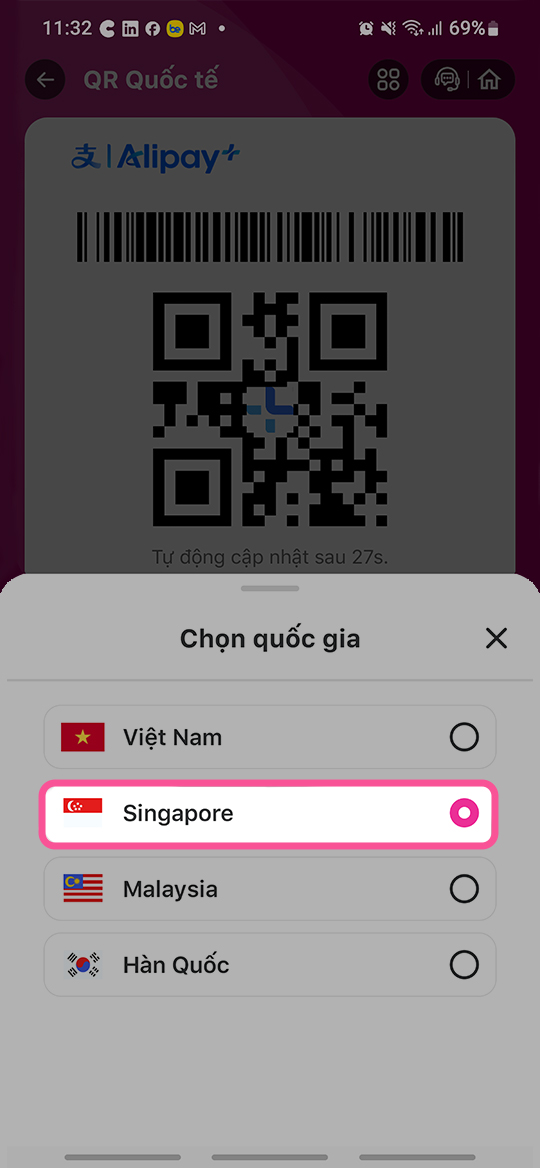Chọn tài khoản/ thẻ thanh toán