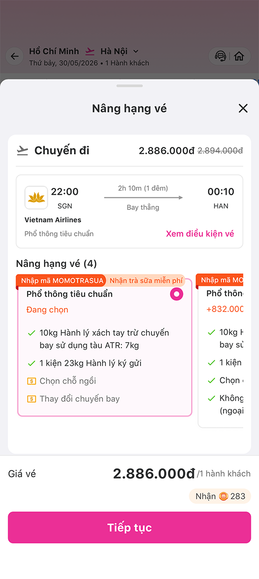 Bước 2: Nhập thông tin tìm kiếm chuyến bay, chọn chuyến bay thích hợp và nhập thông tin khách hàng