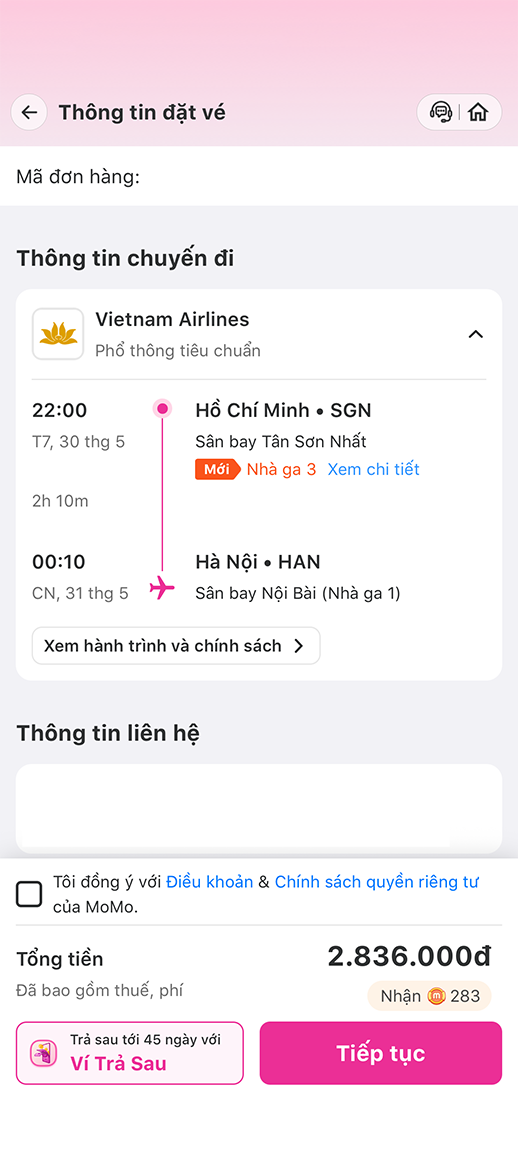 Bước 3: Kiểm tra thông tin và tiến hành thanh toán.