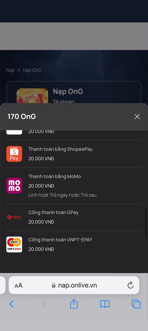 Bước 2: Ở bước thanh toán, chọn nguồn tiền MoMo