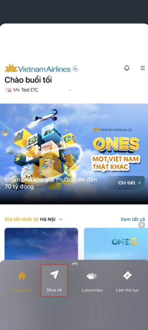 Mua vé máy bay bằng Ví Trả Sau trên website
