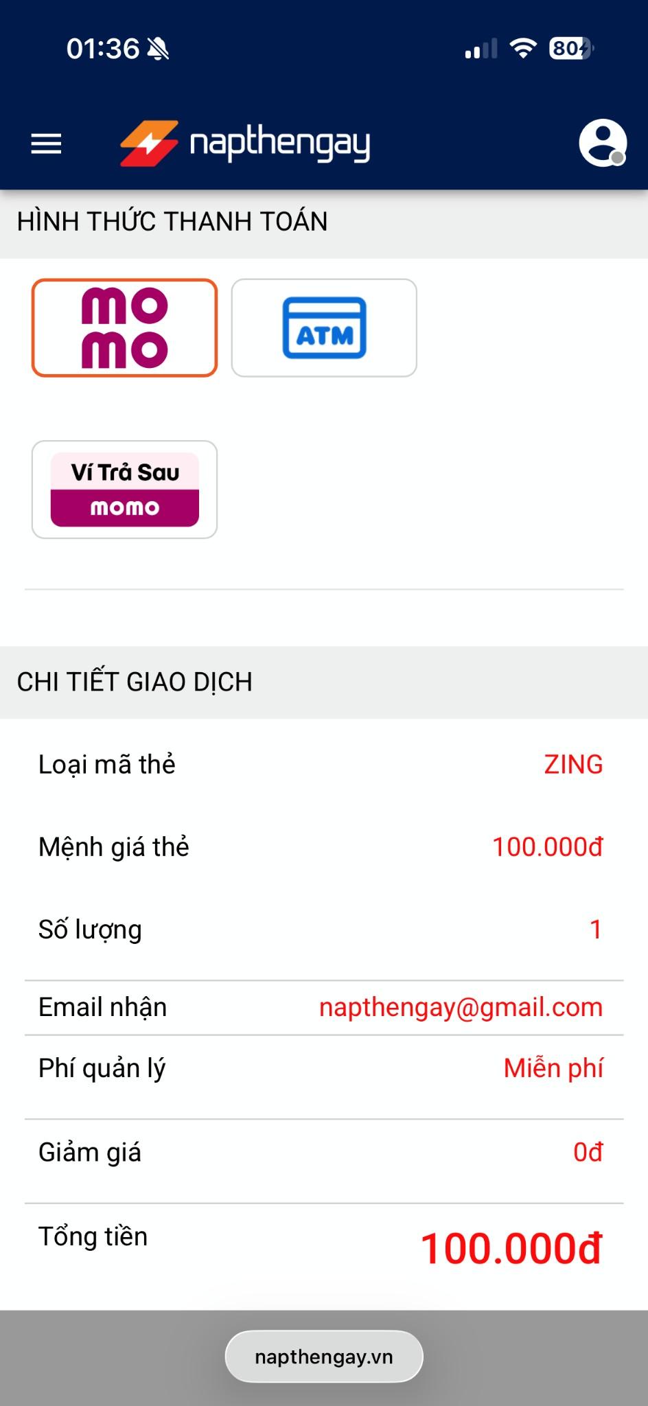 <p>Kiểm tra thông tin giao dịch > chọn Thanh toán > chọn Thanh toán bằng MoMo</p>