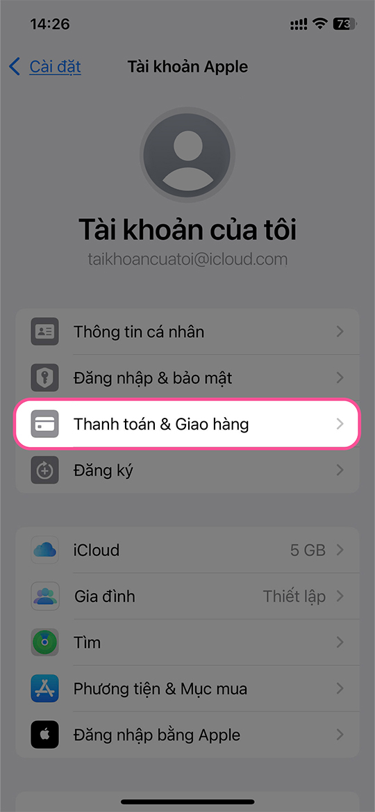 Chọn "Thanh toán và giao hàng"