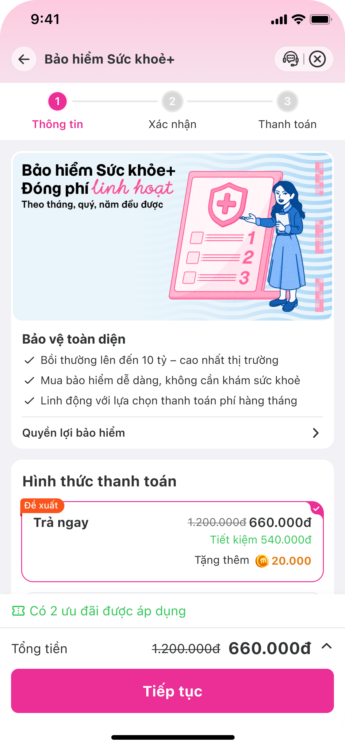 Chọn phương thức thanh toán phù hợp với bạn.