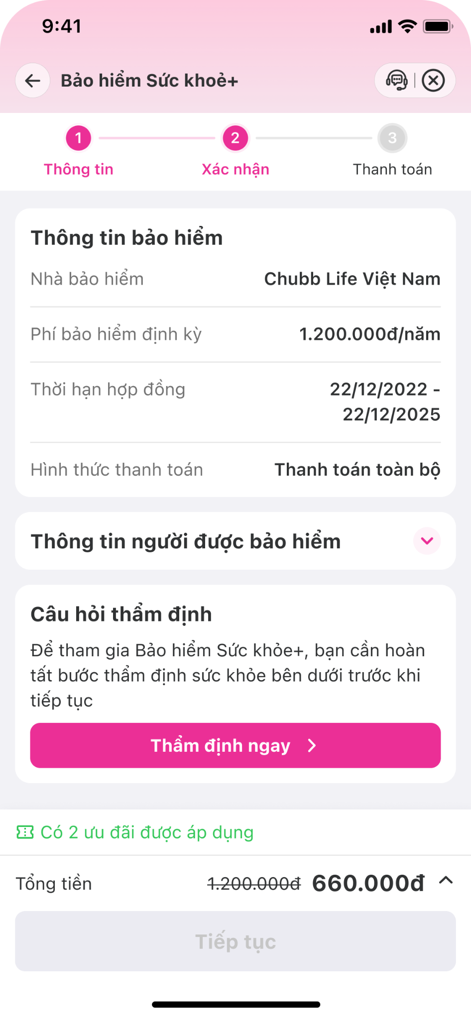 Xem lại thông tin của bạn trước khi tiến hành trả lời câu hỏi thẩm định.