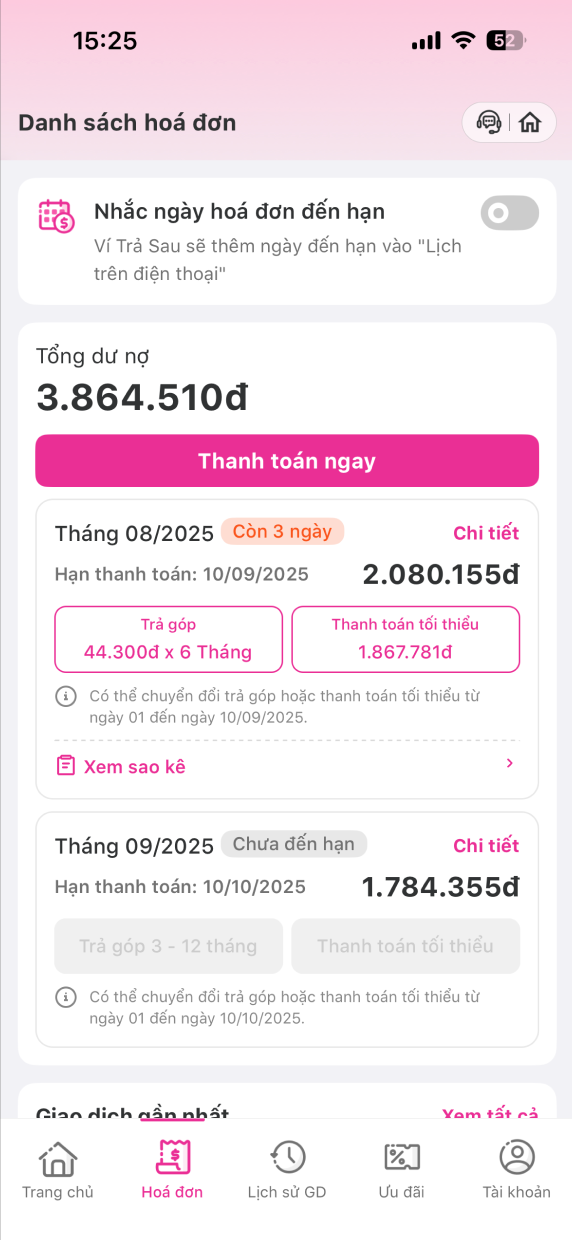 Trả góp dư nợ cuối kỳ