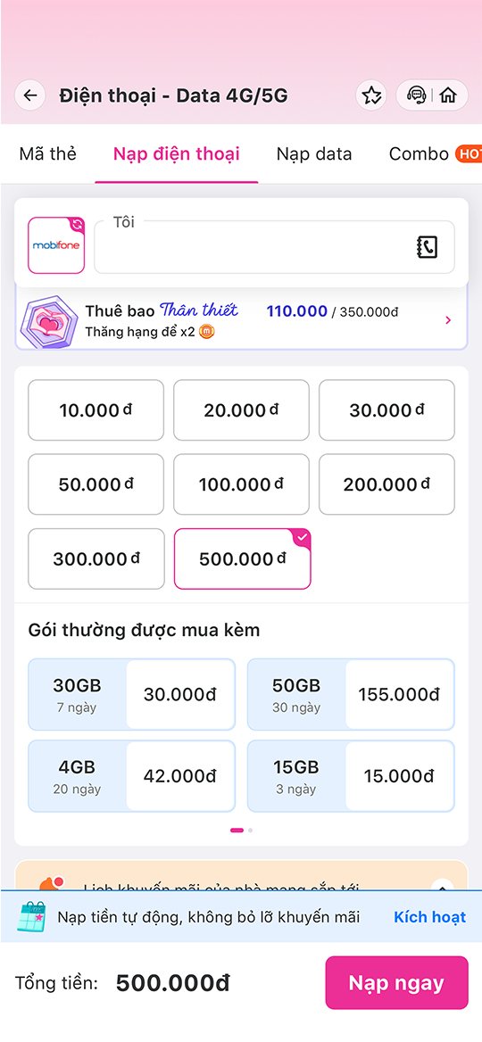 Trả góp trên giao dịch