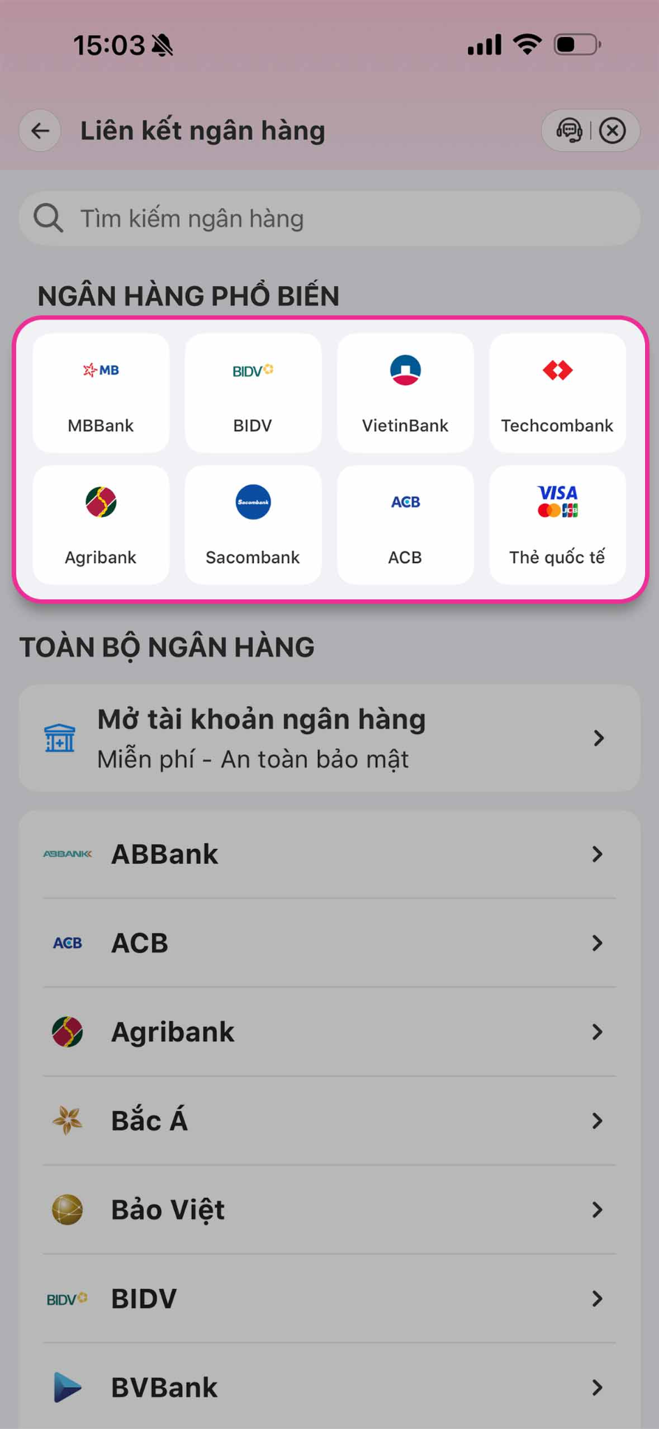 Liên kết ngân hàng & Nạp tiền;