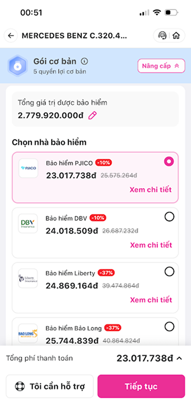 Chọn nhà bảo hiểm và gói quyền lợi