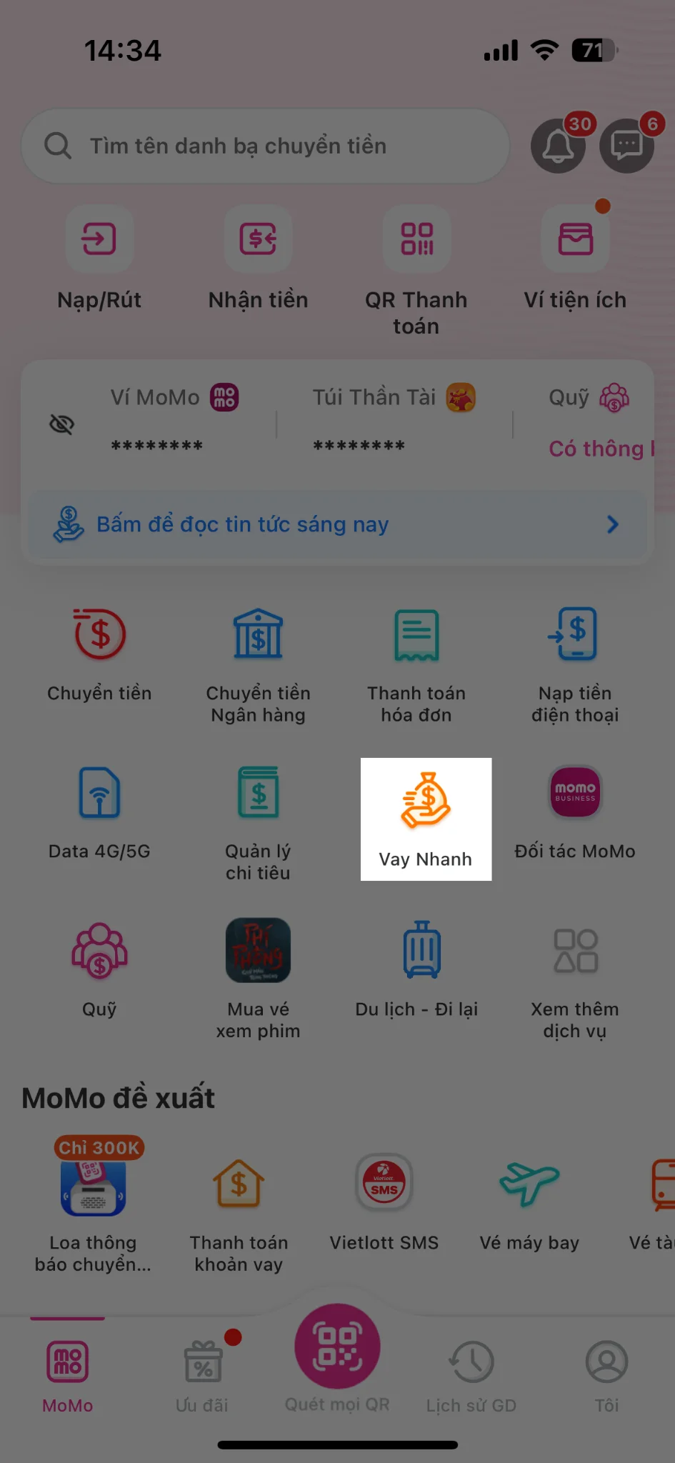 <p>Truy cập vào “Vay Nhanh”</p>